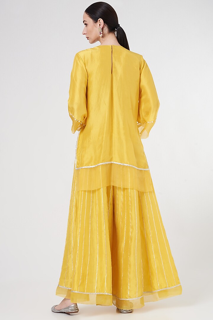 Yellow Embroidered Wedding Sharara Set by Ekta Singh at Pernia's Pop Up Shop