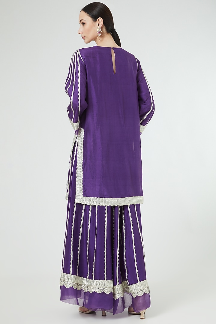 Purple Embroidered Wedding Sharara Set by Ekta Singh at Pernia's Pop Up Shop