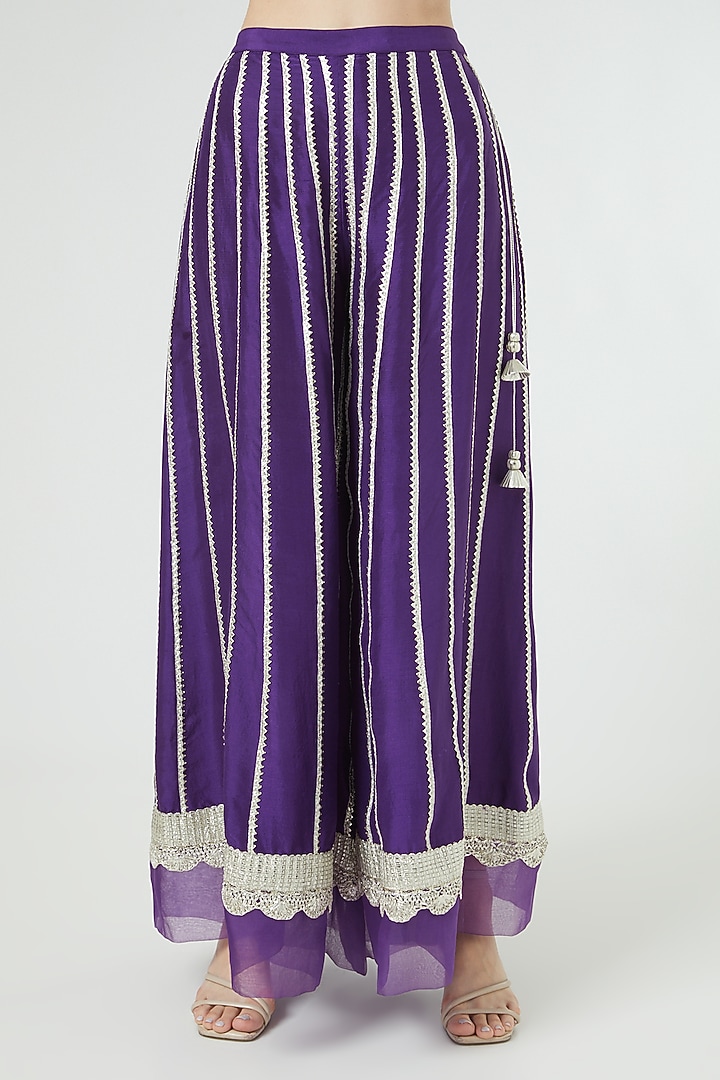 Purple Embroidered Wedding Sharara Set by Ekta Singh at Pernia's Pop Up Shop