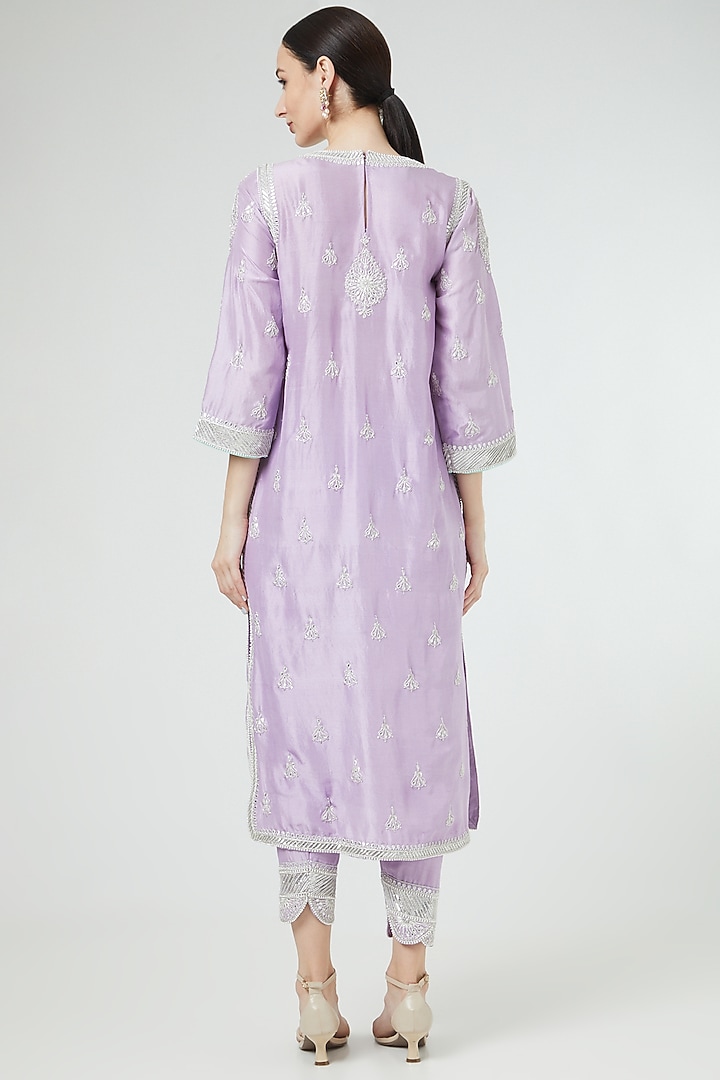 Lilac Embroidered Pakistani Kurta Set by Ekta Singh at Pernia's Pop Up Shop