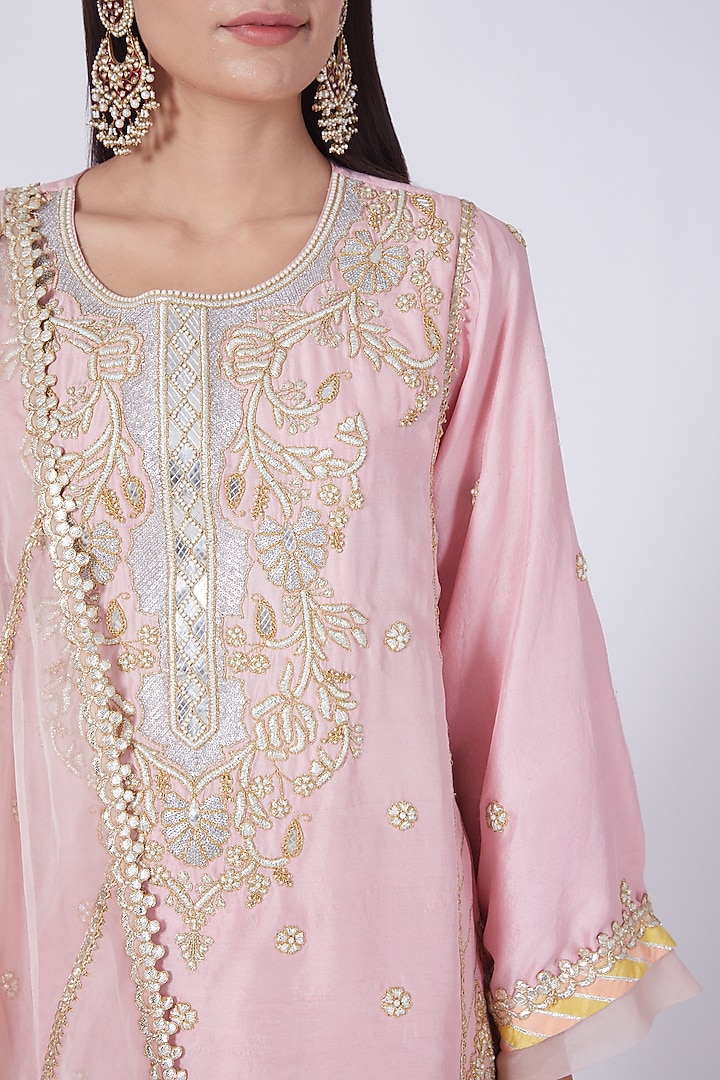 Pink Gota Embroidered Wedding Sharara Set by Ekta Singh at Pernia's Pop Up Shop