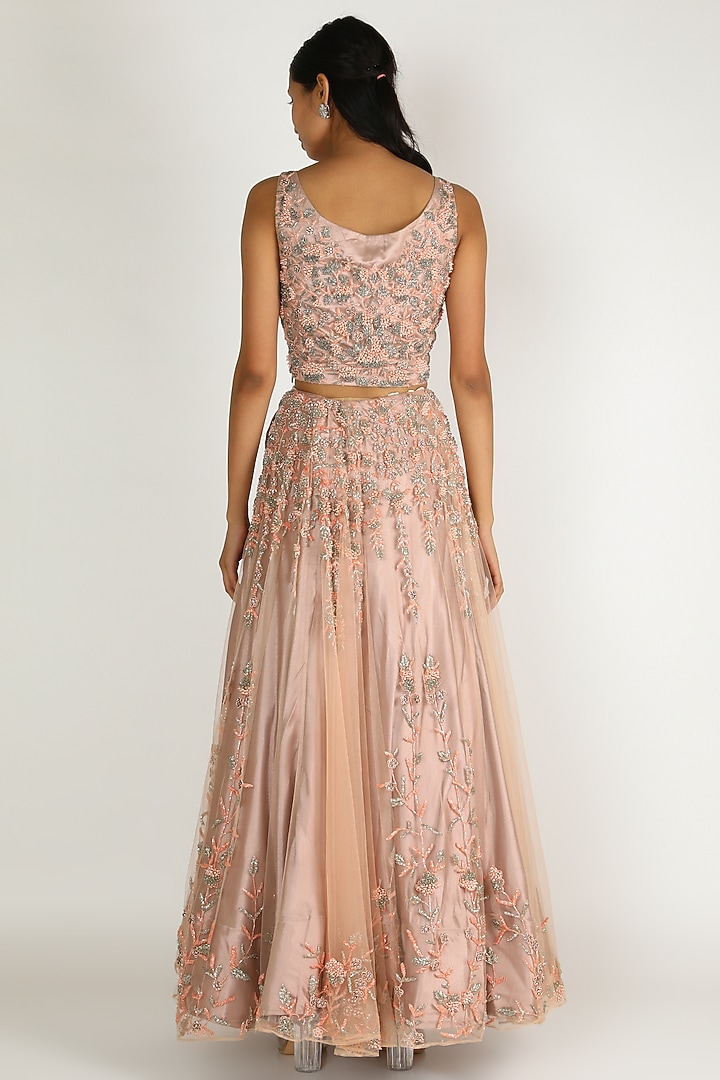 Peach Embroidered Wedding Lehenga Set by Sonal at Pernia's Pop Up Shop