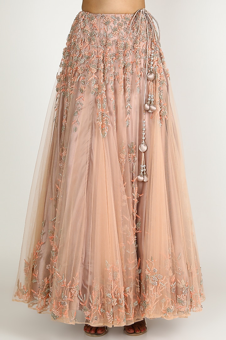 Peach Embroidered Wedding Lehenga Set by Sonal at Pernia's Pop Up Shop
