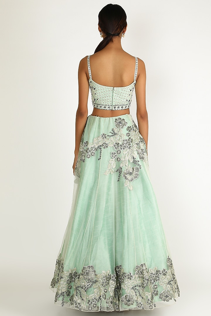 Mint Green Embroidered Wedding Lehenga Set by Sonal at Pernia's Pop Up Shop
