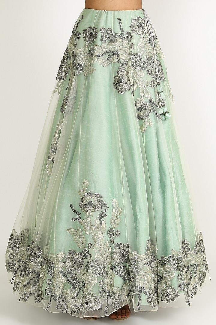 Mint Green Embroidered Wedding Lehenga Set by Sonal at Pernia's Pop Up Shop