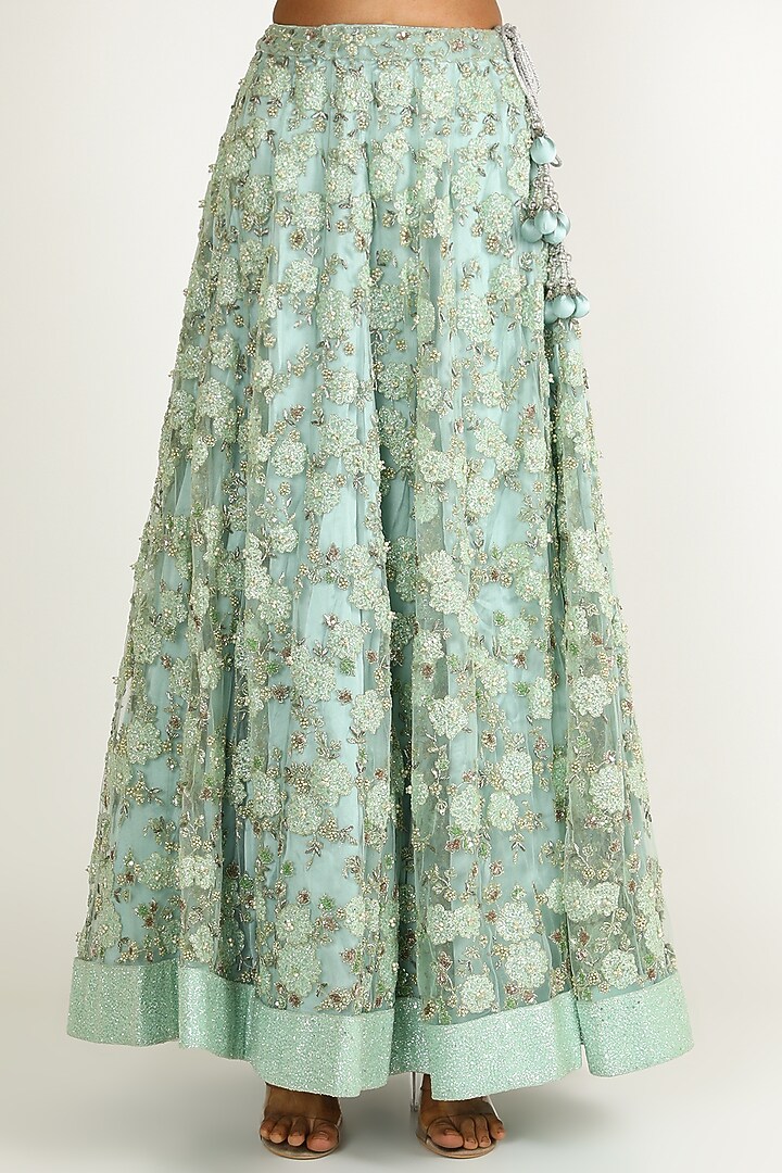 Mint Embroidered Wedding Lehenga Set by Sonal at Pernia's Pop Up Shop