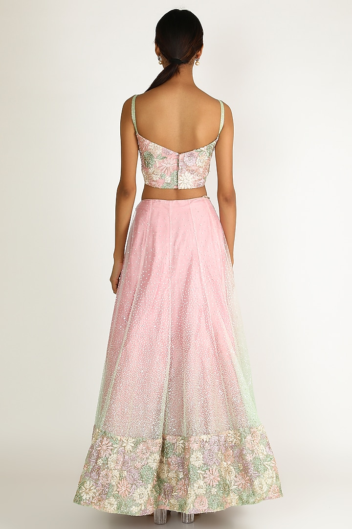 Blush Pink Ombre Embroidered Wedding Lehenga Set by Sonal at Pernia's Pop Up Shop