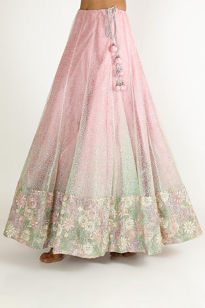 Blush Pink Ombre Embroidered Wedding Lehenga Set by Sonal at Pernia's Pop Up Shop