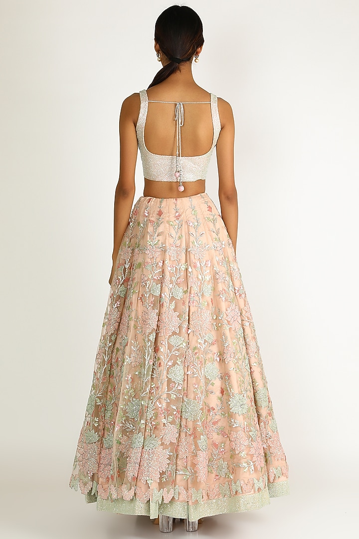 Peach Cut Dana Embroidered Wedding Lehenga Set by Sonal at Pernia's Pop Up Shop