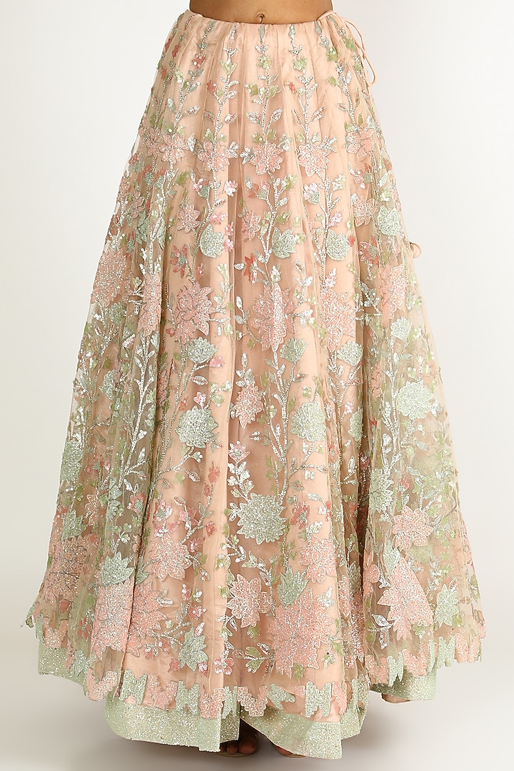 Peach Cut Dana Embroidered Wedding Lehenga Set by Sonal at Pernia's Pop Up Shop