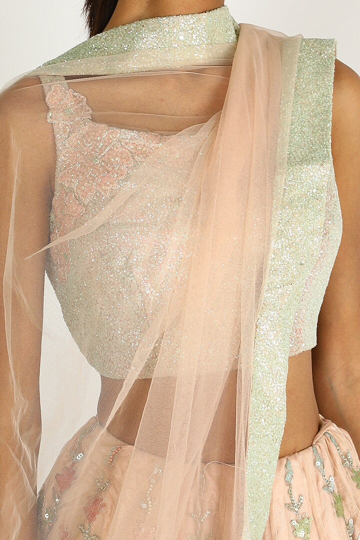 Peach Cut Dana Embroidered Wedding Lehenga Set by Sonal at Pernia's Pop Up Shop