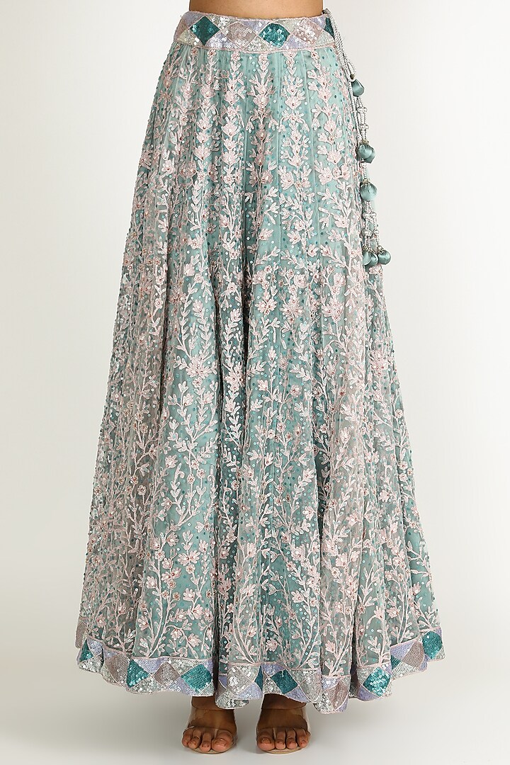 Cobalt Blue & Pink Embroidered Wedding Lehenga Set by Sonal at Pernia's Pop Up Shop