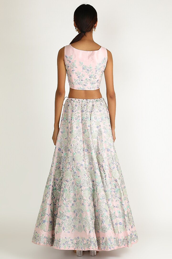 Blush Pink & Grey Embroidered Wedding Lehenga Set by Sonal at Pernia's Pop Up Shop