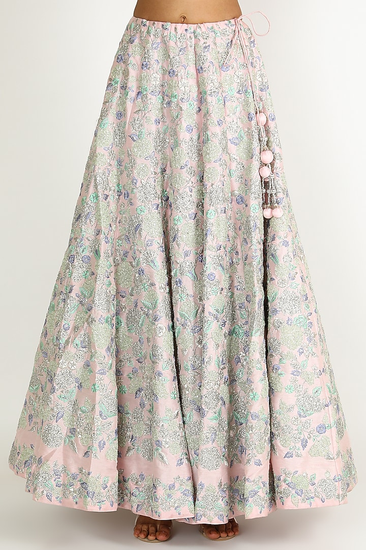 Blush Pink & Grey Embroidered Wedding Lehenga Set by Sonal at Pernia's Pop Up Shop
