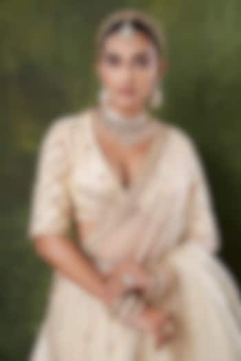 Gold Finish Kundan Polki Necklace Set by EKATHVA JAIPUR at Pernia's Pop Up Shop