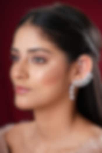 White Finish Swarovski Earcuffs by EKATHVA JAIPUR at Pernia's Pop Up Shop