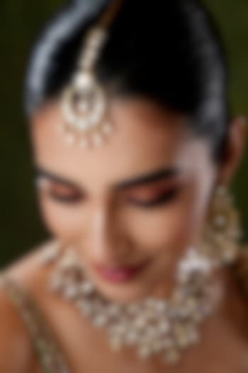 Gold Finish Kundan Polki Maangtikka by EKATHVA JAIPUR at Pernia's Pop Up Shop