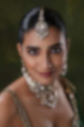 Gold Finish Kundan Polki Maangtikka by EKATHVA JAIPUR at Pernia's Pop Up Shop