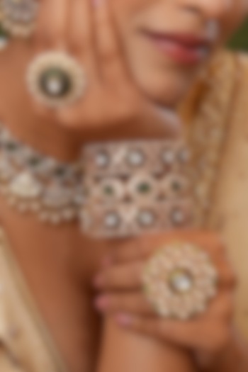 Gold Plated Kundan Polki Ring by EKATHVA JAIPUR at Pernia's Pop Up Shop