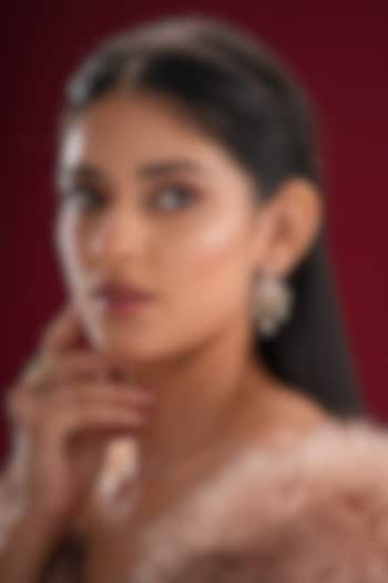 Gold Finish Kundan Polki Dangler Earrings by EKATHVA JAIPUR at Pernia's Pop Up Shop