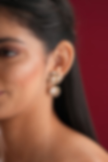 Gold Finish Kundan Polki Dangler Earrings by EKATHVA JAIPUR at Pernia's Pop Up Shop