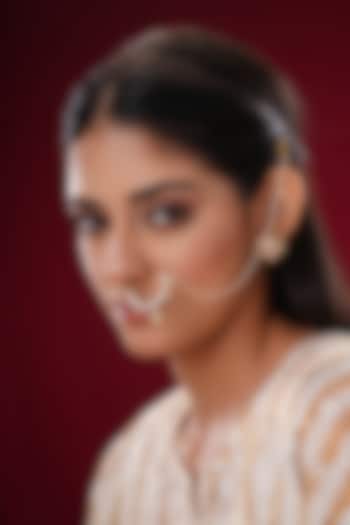 Gold Finish Moissanite Kundan Polki Nath by EKATHVA JAIPUR at Pernia's Pop Up Shop