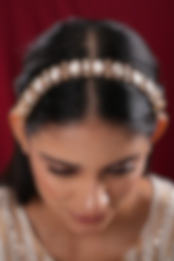 Gold Finish Kundan Polki Sheeshpatti by EKATHVA JAIPUR at Pernia's Pop Up Shop