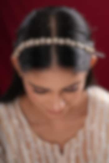 Gold Finish Kundan Polki Sheeshpatti by EKATHVA JAIPUR at Pernia's Pop Up Shop