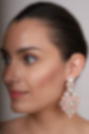 Gold Plated Rose Pink Kundan Polki Dangler Earrings by EKATHVA JAIPUR at Pernia's Pop Up Shop