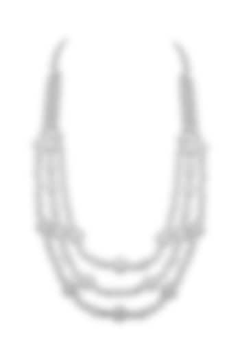 White Gold Plated Diamond Floral Necklace by EKATHVA JAIPUR at Pernia's Pop Up Shop