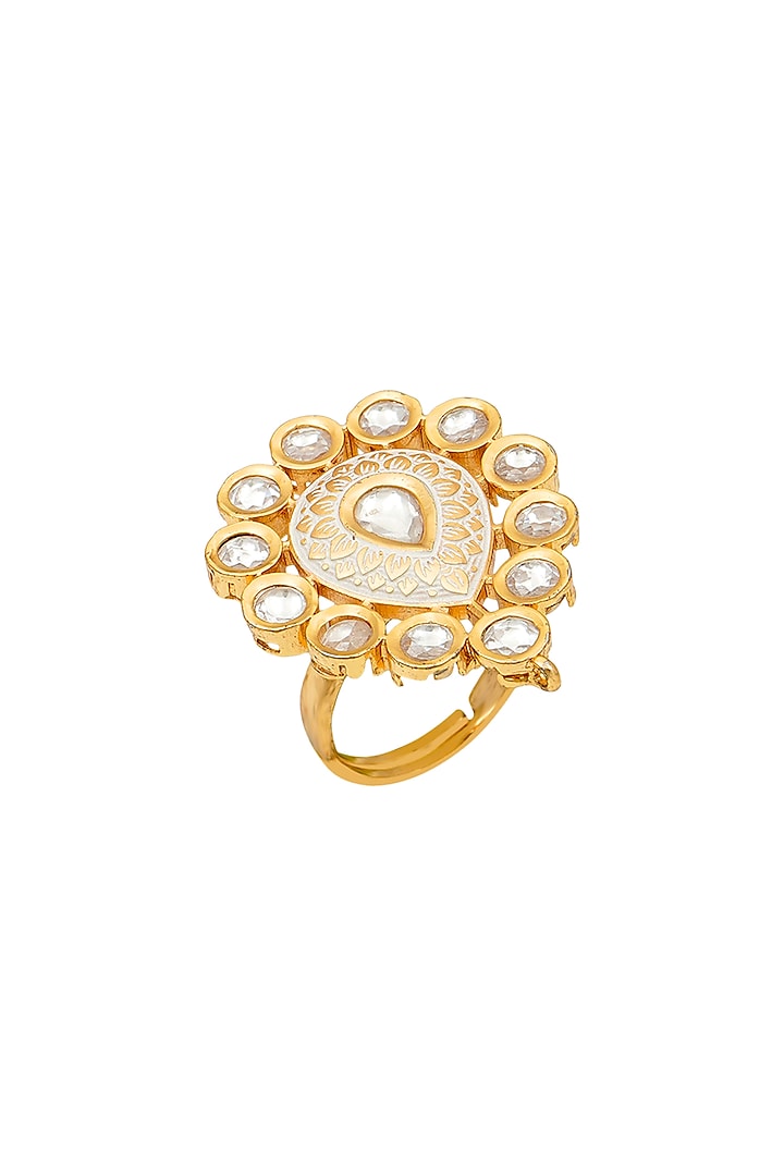 Gold Plated Enamelled Ring by EKATHVA JAIPUR