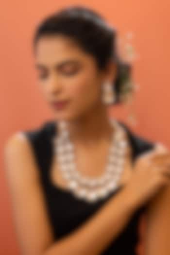 Gold Plated Kundan Polki Layered Necklace Set by EKATHVA JAIPUR at Pernia's Pop Up Shop