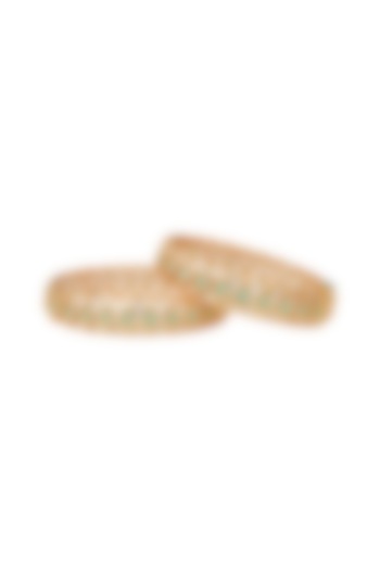Gold Plated Meenakari Bangles (Set of 2) by EKATHVA JAIPUR at Pernia's Pop Up Shop