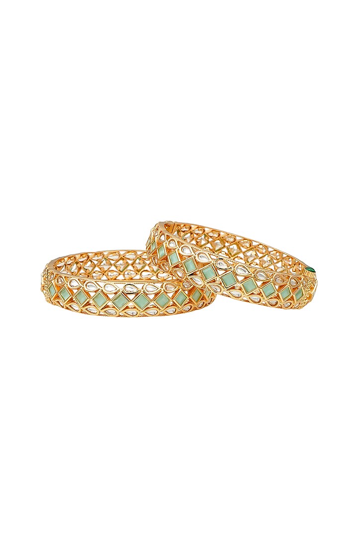 Gold Plated Meenakari Bangles (Set of 2) by EKATHVA JAIPUR at Pernia's Pop Up Shop