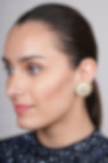 Gold Plated Polki Stud Earrings by EKATHVA JAIPUR