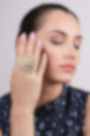 Gold Plated Mint Stone Ring by EKATHVA JAIPUR at Pernia's Pop Up Shop