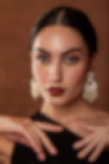 Gold Finish Moissanite Polki & Pearl Dangler Earrings by EKATHVA JAIPUR at Pernia's Pop Up Shop