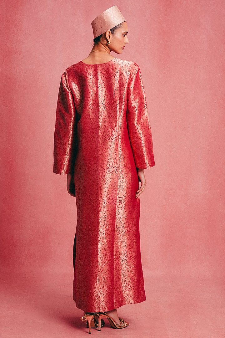 Pink Handwoven Banarasi Kaftan by Ekaya at Pernia's Pop Up Shop