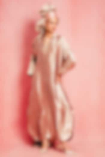 Rose Pink Handwoven Banarasi Kaftan by Ekaya at Pernia's Pop Up Shop