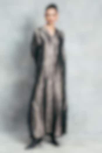 Black Handwoven Banarasi Kaftan by Ekaya at Pernia's Pop Up Shop