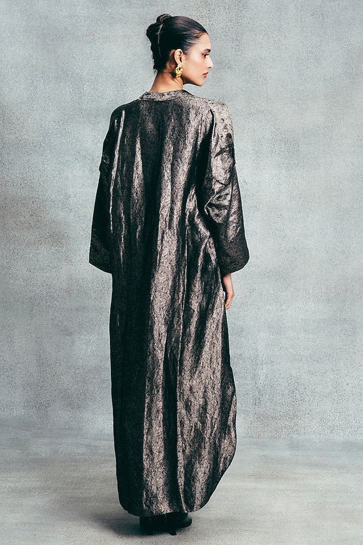 Black Handwoven Banarasi Kaftan by Ekaya at Pernia's Pop Up Shop