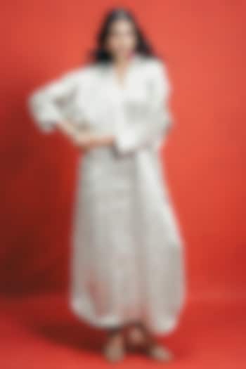 Sea Green Handwoven Banarasi Kaftan by Ekaya at Pernia's Pop Up Shop