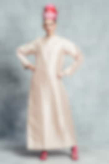 Champagne Gold Handwoven Banarasi Kaftan by Ekaya at Pernia's Pop Up Shop