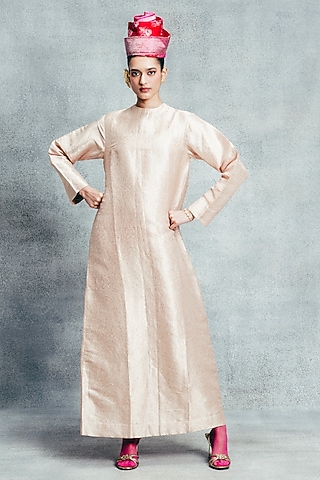 Champagne Gold Handwoven Banarasi Kaftan by Ekaya
