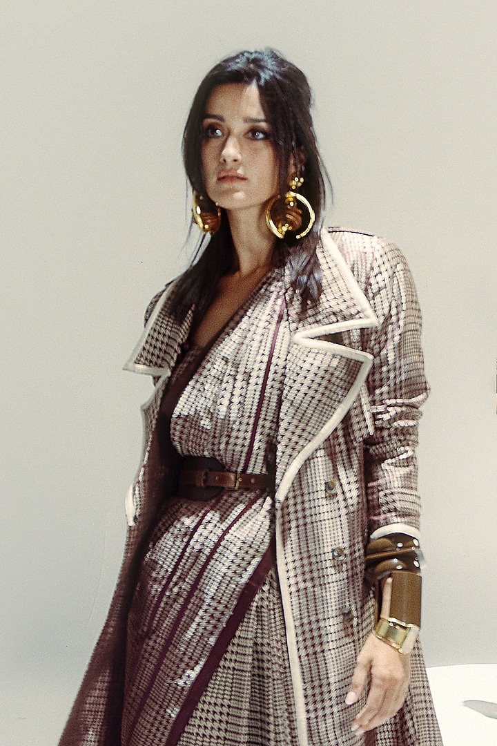 Espresso Brown & Vanilla Satin Silk Handwoven Wedding Saree Set by Ekaya at Pernia's Pop Up Shop