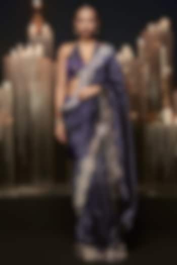 Purple Pure Silk Handwoven Wedding Saree Set by Ekaya at Pernia's Pop Up Shop