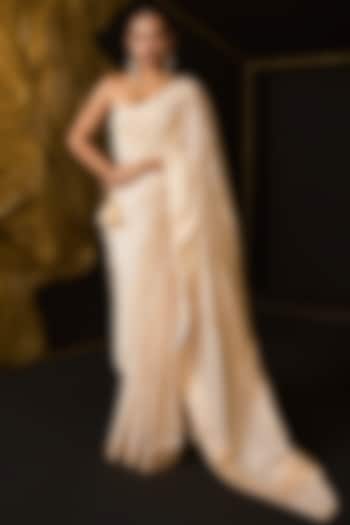 White Pure Silk Handwoven Wedding Saree Set by Ekaya at Pernia's Pop Up Shop