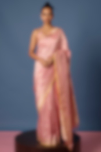 Pink Handwoven Banarasi Silk Reception Saree Set by Ekaya at Pernia's Pop Up Shop