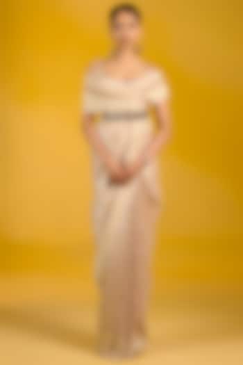 Mauve Chiffon Shikarga Handwoven Party Wear Saree Set by Ekaya at Pernia's Pop Up Shop