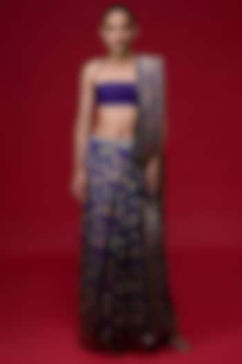 Purple Silk Banarasi Handwoven Reception Saree Set by Ekaya at Pernia's Pop Up Shop